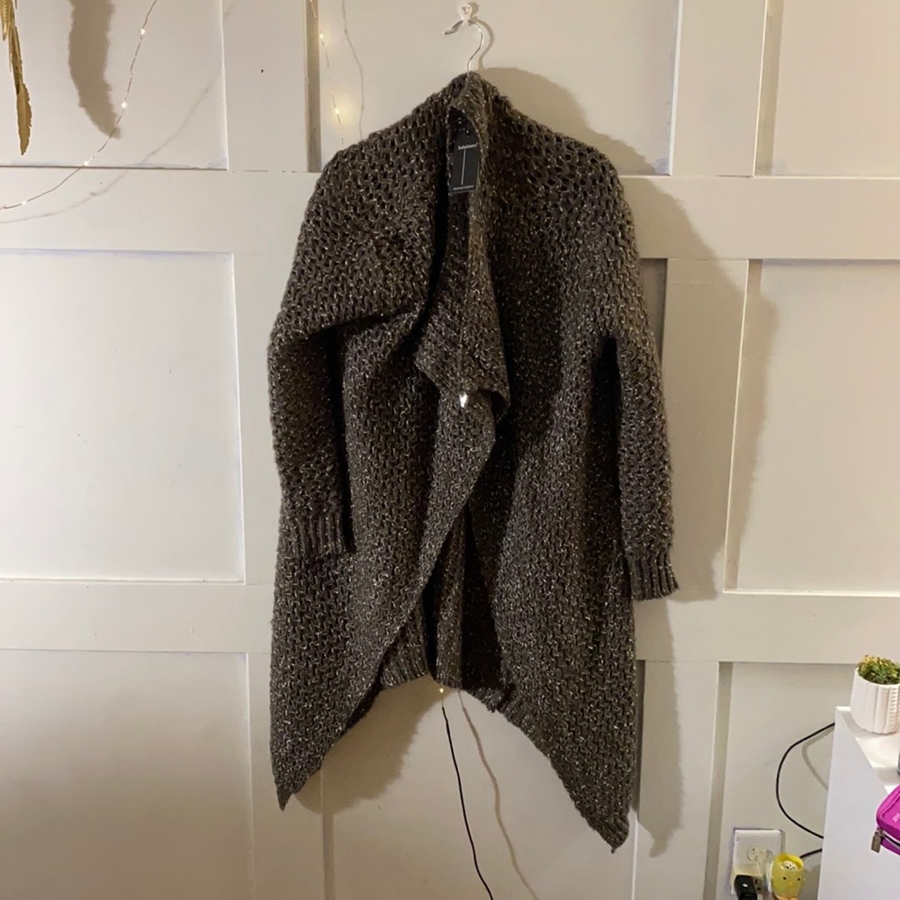 Solutions! Long Cardigan Knit Sweater